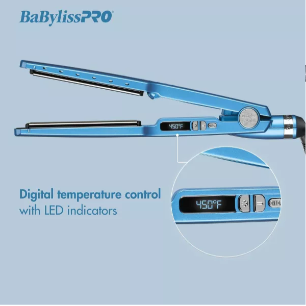 BaBylissPRO Nano Titanium Ionic Straightening Flat Iron – Blue – 1.75"