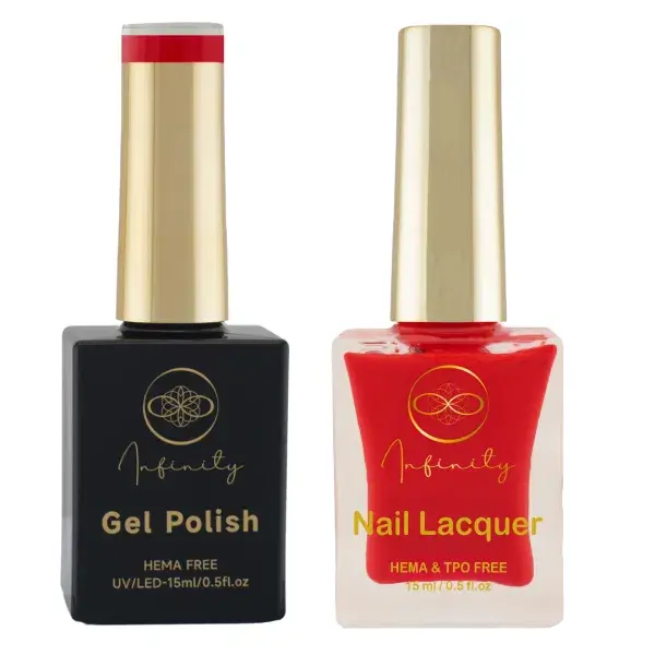 Infinity Duo – Gel Polish & Nail Lacquer Hot Red (HEMA-Free & TPO-Free)