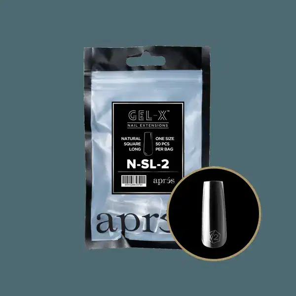APRES Gel-X Natural Square Long Refill Bags #2 Bag Contains 50 pcs Of The Desired Size