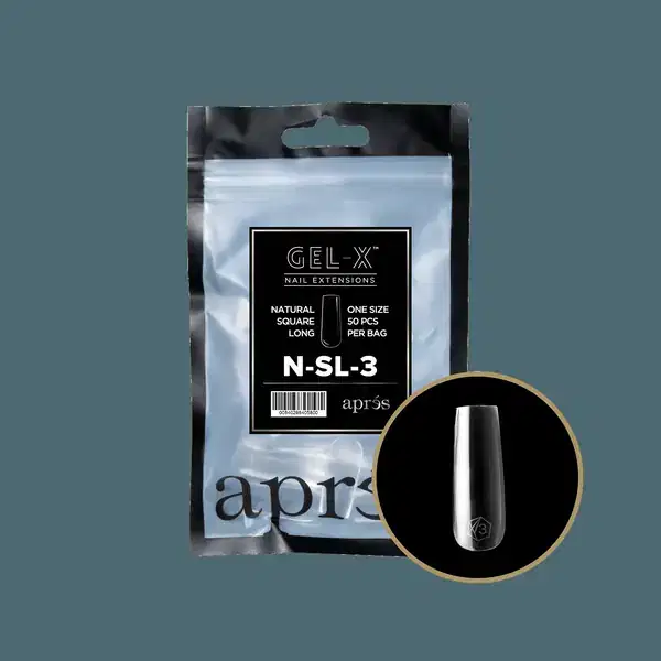 APRES Gel-X Natural Square Long Refill Bags #3 Bag Contains 50 pcs Of The Desired Size