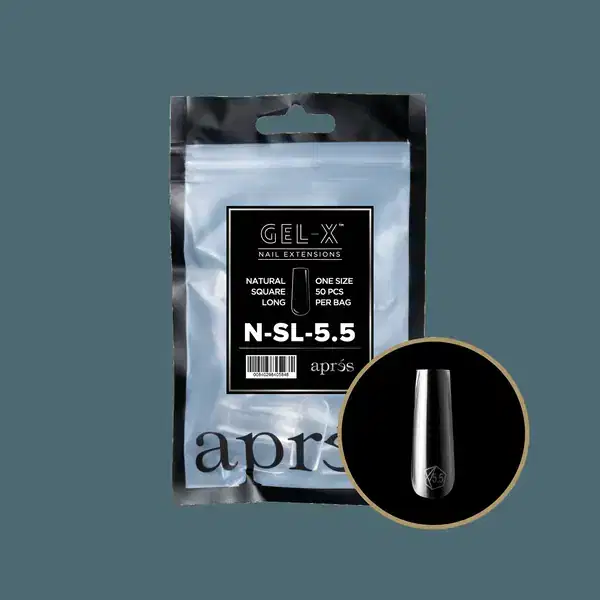 APRES Gel-X Natural Square Long Refill Bags #5.5 Bag Contains 50 pcs Of The Desired Size