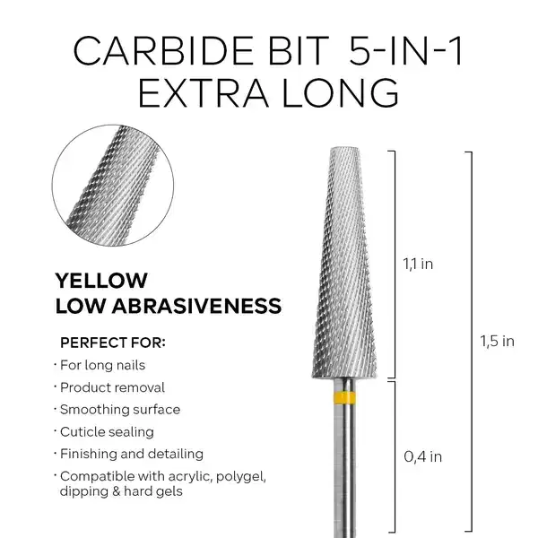 PINK MASK ProBit Nail Drill 5-in-1 Extra Long - Ye