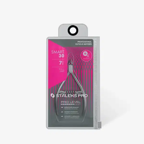 STALEKS Professional Cuticle Nippers 1/2 Jar 7 mm Inclined Straight Cutting Edges