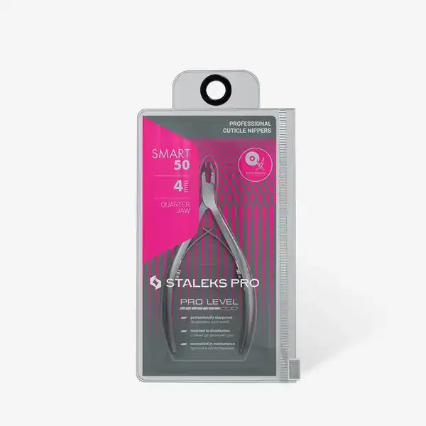 STALEKS Professional Cuticle Nippers 1/4 Jaw 4 mm Inclined Straight Cutting Edges