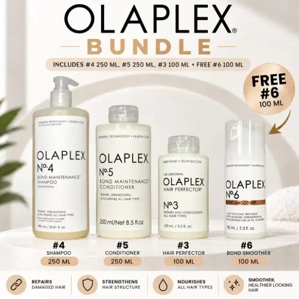 OLAPLEX Bundle #4 250 ml, #5 250 ml, #3 100 ml, Free #6 100 ml