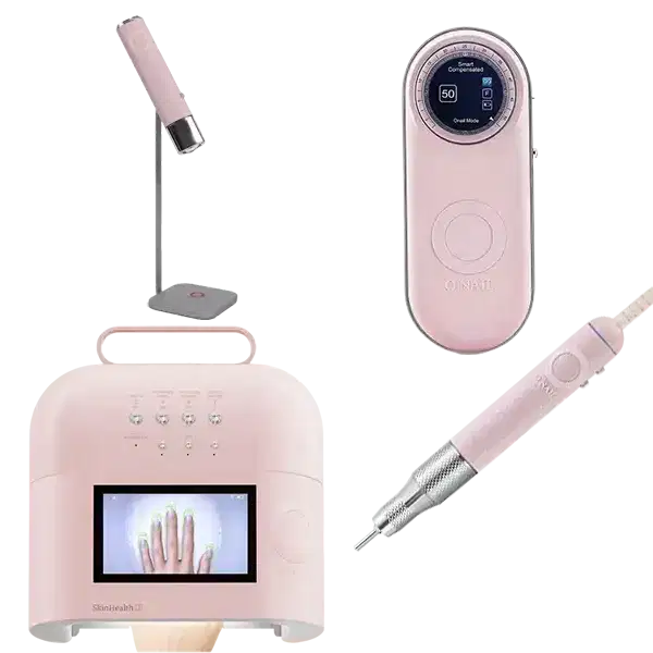 ONAIL AI LED Lamp Pro Max Light Pink Color + ONAIL AI Nail Drill 50.000 RPM Light Pink Color + ONAIL AI MINI LED Lamp Press On System Light Pink Color