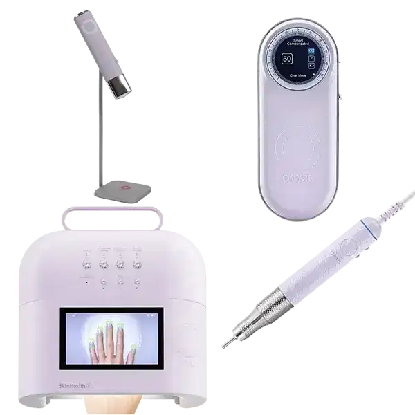 ONAIL AI LED Lamp Pro Max Light Purple Color + ONAIL AI Nail Drill 50.000 RPM Light PurpleColor + ONAIL AI MINI LED Lamp Press On System Light Purple Color