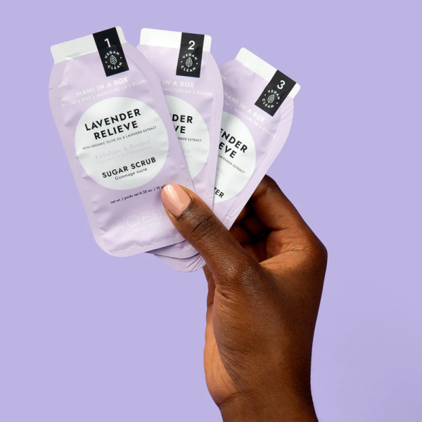 VOESH Mani In A Box Deluxe 3 Step Lavender Relieve with organic olive oil & lavender extract