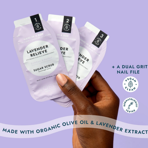 VOESH Mani Moments Diy At Home SPA Manicure Kit. Lavender Relieve With Organic Olive Oil & Lavender Extract.