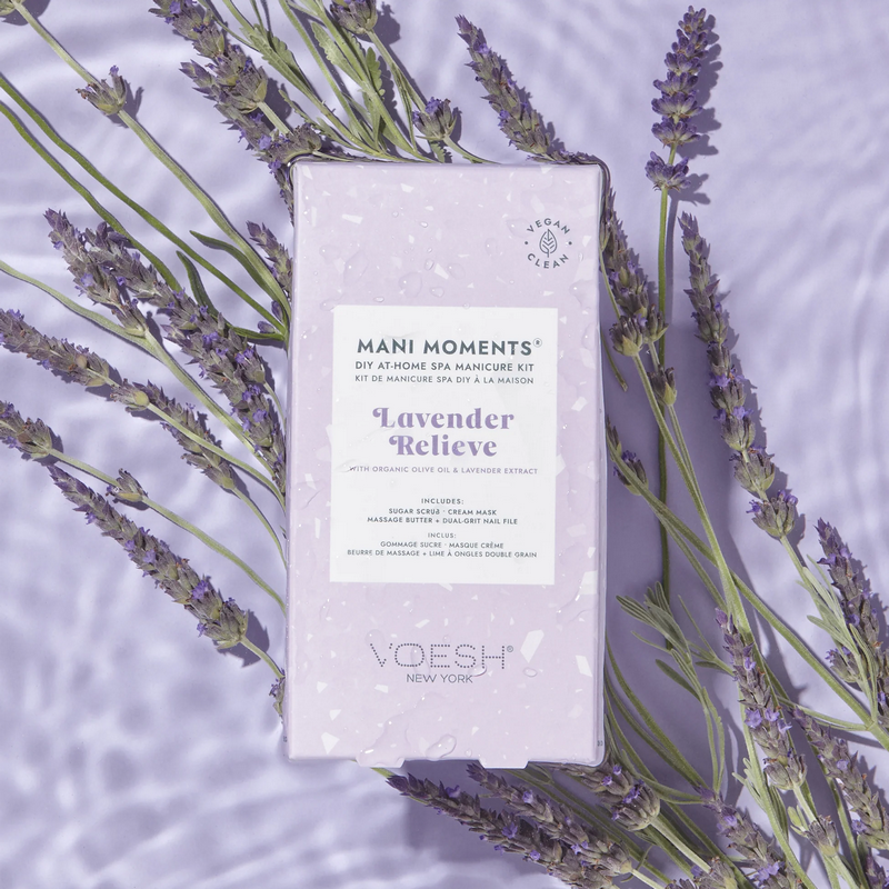 VOESH Mani Moments Diy At Home SPA Manicure Kit. Lavender Relieve With Organic Olive Oil & Lavender Extract.