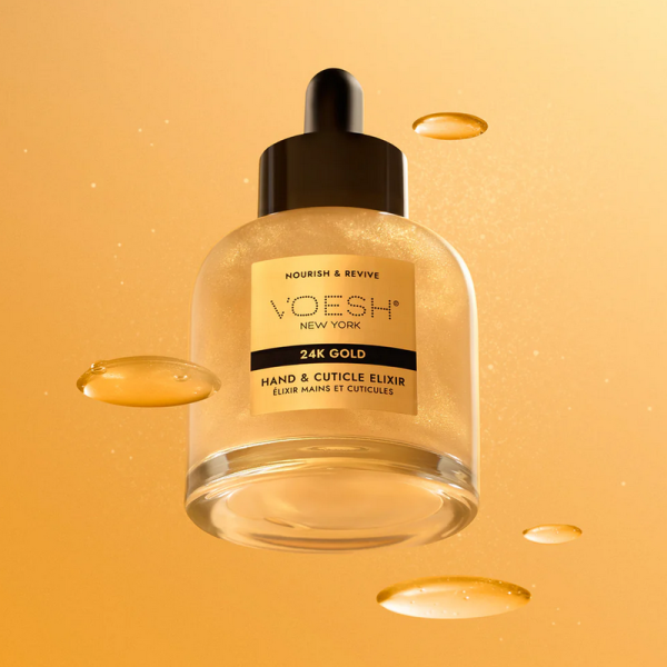 VOESH Hand & Cuticle Elixir With 24 K Gold. Real Gold & Organic Olive Oil.