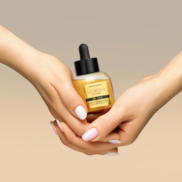 VOESH Hand & Cuticle Elixir With 24 K Gold. Real Gold & Organic Olive Oil.